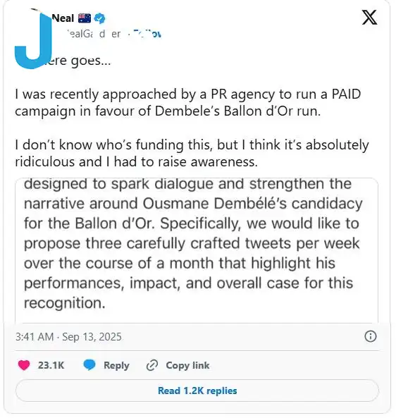 Chia sẻ của nhà báo Gardner đã thu hút sự chú ý lớn trên mxh. (Ảnh: Nền tảng X)